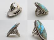 Vintage Silver Ring w/Huge High Grade #8 Turquoise  c.1940～