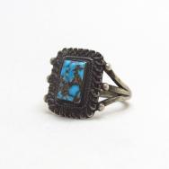 Antique Navajo Silver Ring w/Sq. Persian Turquoise  c.1930～