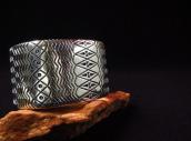 【Thomas Curtis】 Navajo Multi Stamped Heavy Silver Wide Cuff