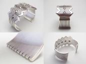 【Thomas Curtis】 ZigZag Edged Stamped Heavy Silver Wide Cuff