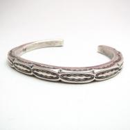 Vintage Ingot Silver SquareWire Chiseled CuffBracelet c.1950