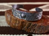【GARDEN OF THE GODS】Atq Repoused Coin Silver Cuff  c.1930