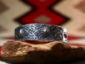 【GARDEN OF THE GODS】 Atq 卍 Stamped Coin Silver Cuff  c.1930
