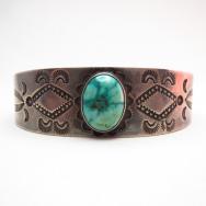 Antique Stamped Ingot Silver Cuff Bracelet w/TQ  c.1920