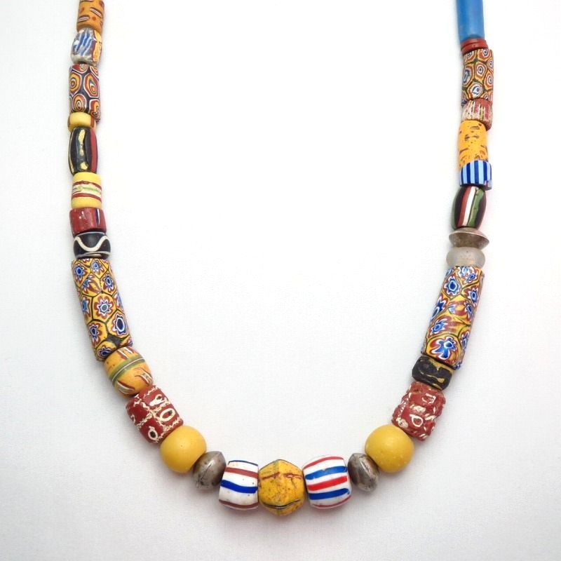 Antique Vintage Mix TradeBead & Navajo SilverBead Necklace 2