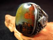 Antique Navajo Silver Ring w/PetrifiedWood c.1930～