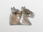 Antique Navajo Horse Heads Stamped Silver Pin Brooch c.1930～