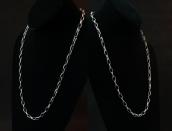 Vintage Stamped Silver Long Cable Chain Necklace  c.1960～