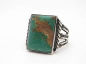 【Ganscraft】Antique Silver Ring w/Sq. Green Turquoise c.1930～