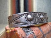 Antique Repoused & Stamped Ingot Silver Cuff Bracelet c.1910