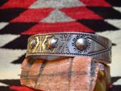Antique Repoused & Stamped Ingot Silver Cuff Bracelet c.1910