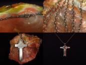 Vintage Navajo Casted Silver Filed Cross Fob Necklace c.1950