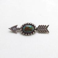 Antique Stamped Arrow Shape Silver Small Pin w/GemTQ c.1935～
