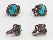 Antique Pueblo or Navajo Snakes Applique Men's Ring  c.1940