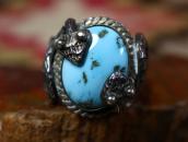 Antique Pueblo or Navajo Snakes Applique Men's Ring  c.1940