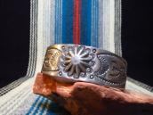 Antique Concho Repoused Stamped Silver Cuff Bracelet  c.1930