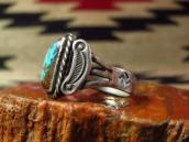 Antique Navajo 卍 Stamped Silver Ring w/Sq. Turquoise  c.1930
