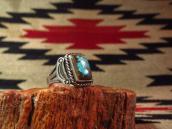 Antique Navajo 卍 Stamped Silver Ring w/Sq. Turquoise  c.1930