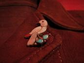 Eva Etsate Zuni Inlay Pink Bird Pin & Pendant