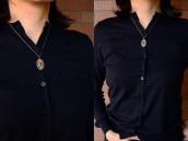 Atq Small Burst Design Top w/PetrifiedWood Necklace  c.1935～