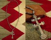 Greg Lewis Acoma Dragonfly Cross Fob w/Vintage Bead Necklace