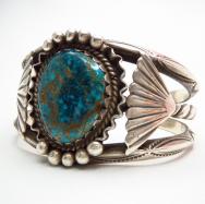 【Jack Adakai】 Navajo Vtg Cuff w/Top Grade Lone Mt. TQ c.1960