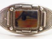 Vintage Double Half-Round Wires Cuff w/PetrifiedWood  c.1950