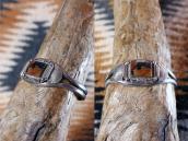 Vintage Double Half-Round Wires Cuff w/PetrifiedWood  c.1950