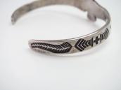 Atq T-bird Face Stamped Silver Small Cuff w/Turquoise c.1930