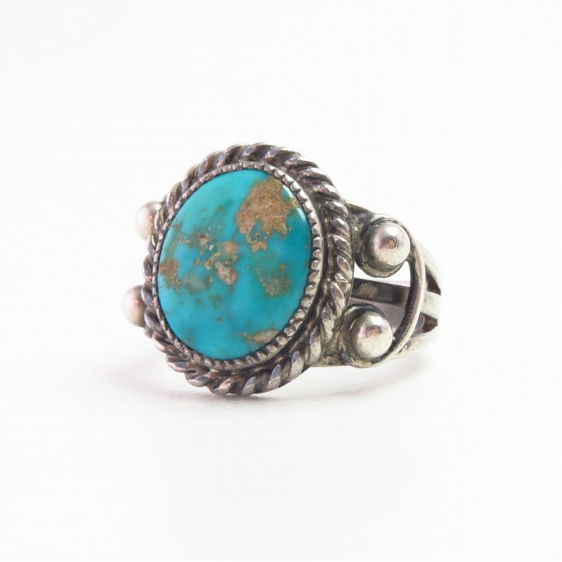 Antique Navajo or Pueblo SplitShank Silver Ring w/TQ c.1940～