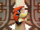 Vintage Zuni Channel Inlay Woodpecker Ring  c.1970