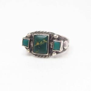 Antique Navajo Split Shank Small Ring w/Sq. Turquoise c.1930
