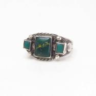 Antique Navajo Split Shank Small Ring w/Sq. Turquoise c.1930