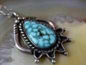 Vtg Navajo 『IC』 Hallmarked Turquoise Fob Necklace  c.1960～