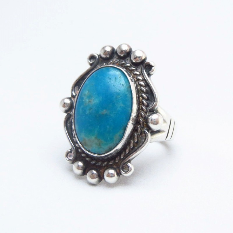 Vintage 【BELL TRADING POST】 Silver Tourist Ring w/TQ c.1950～