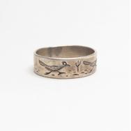 Vtg 【BELL TRADING】 Roadrunner Stamped Silver Ring  c.1950～