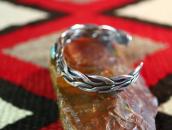 Vtg Navajo Two Twisted Wire Cuff w/Green Turquoise  c.1945～