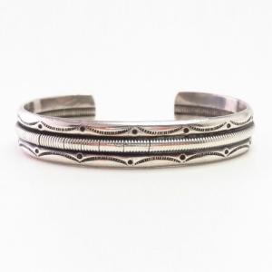 Vintage Navajo Stamped & Coiled Wire Cuff Bracelet  c.1950