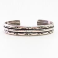 Vintage Navajo Stamped & Coiled Wire Cuff Bracelet  c.1950