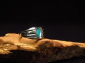 Vtg Navajo Cast Silver Men's Ring w/Bisbee Turquoise c.1965～
