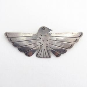 Antique NavajoThunderbird Shape Stamped Silver Pin  c.1930～