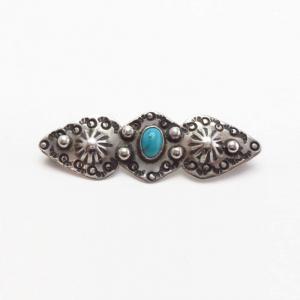 Attr. to【Ganscraft】Stamped Silver Small Pin/Turquoise c.1930