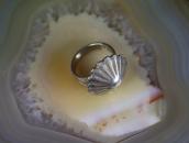 Atq Shell Concho Face Stamped Silver Tourist Ring  c.1935～