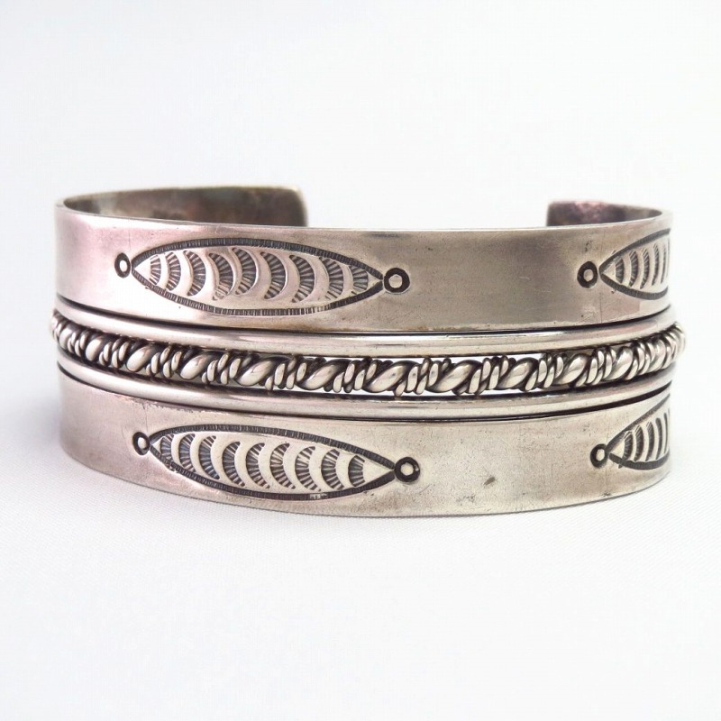 Vtg 【Seligman's】 Navajo 5 Wire Row Wide Cuff Bracelet c.1945