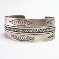 Vtg 【Seligman's】 Navajo 5 Wire Row Wide Cuff Bracelet c.1945