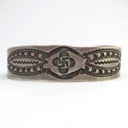 Antique Navajo 卍 Stamped Ingot Silver Cuff Bracelet c.1920～
