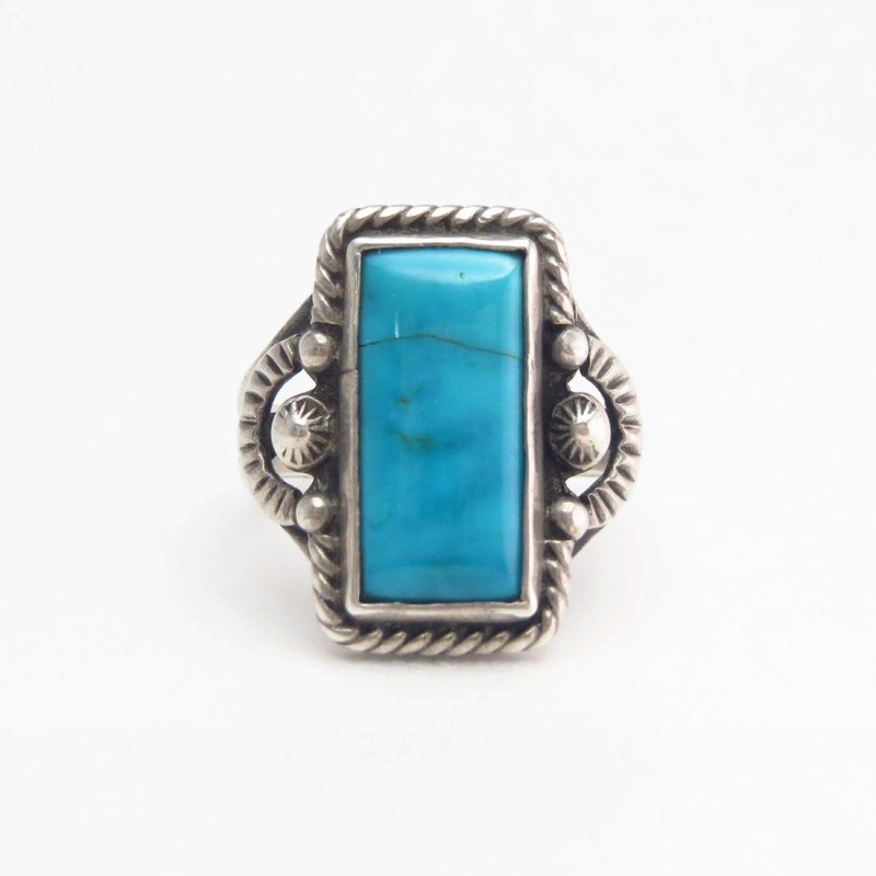 【Luke Billy Yazzie】 Navajo Split Shank Ring w/Sq. TQ c.1950～
