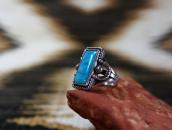 【Luke Billy Yazzie】 Navajo Split Shank Ring w/Sq. TQ c.1950～