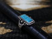 【Luke Billy Yazzie】 Navajo Split Shank Ring w/Sq. TQ c.1950～