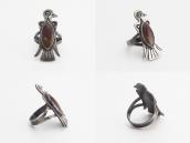 Atq Thunderbird Shape Tourist Ring w/PetrifiedWood  c.1935～